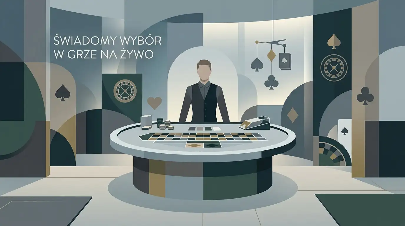 Ilustracja stołu kasynowego na żywo bez logotypów i interfejsu marki